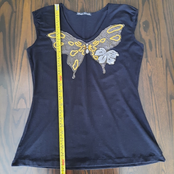 Simply Irresistible Black Sequin Butterfly Top Size Medium - Picture 6 of 6